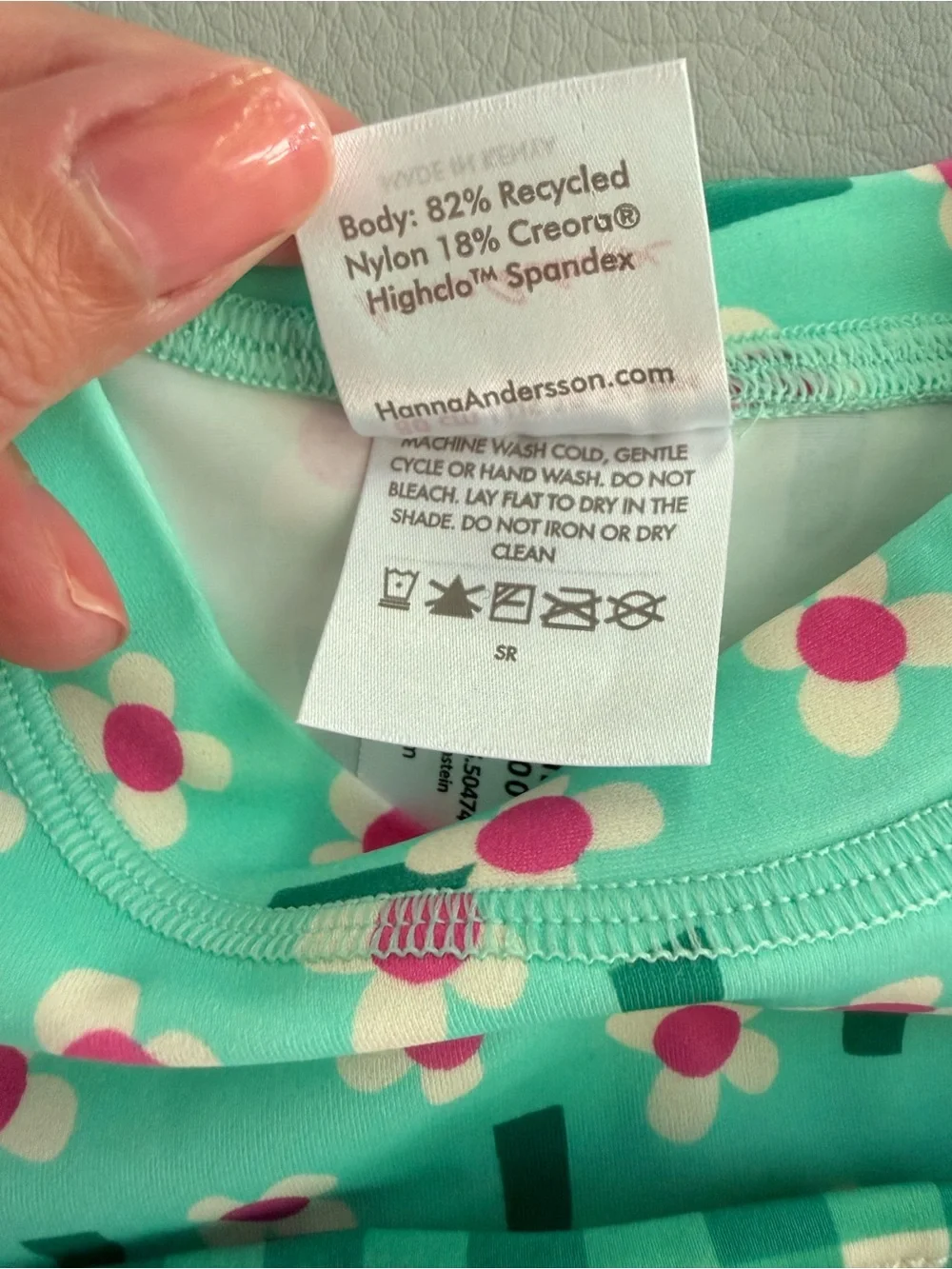 Hanna Andersson Rashguard & Skirted Bikini Bottoms Flowers on Green 18-24M NEW